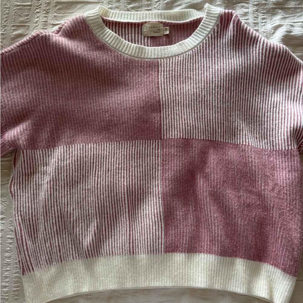 Striped Pink and White Women's Sweater